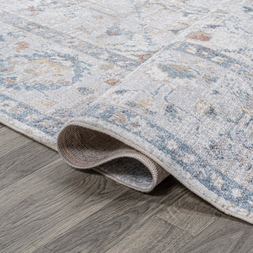Brandy Rustic Border Low-Pile Machine-Washable Area Rug